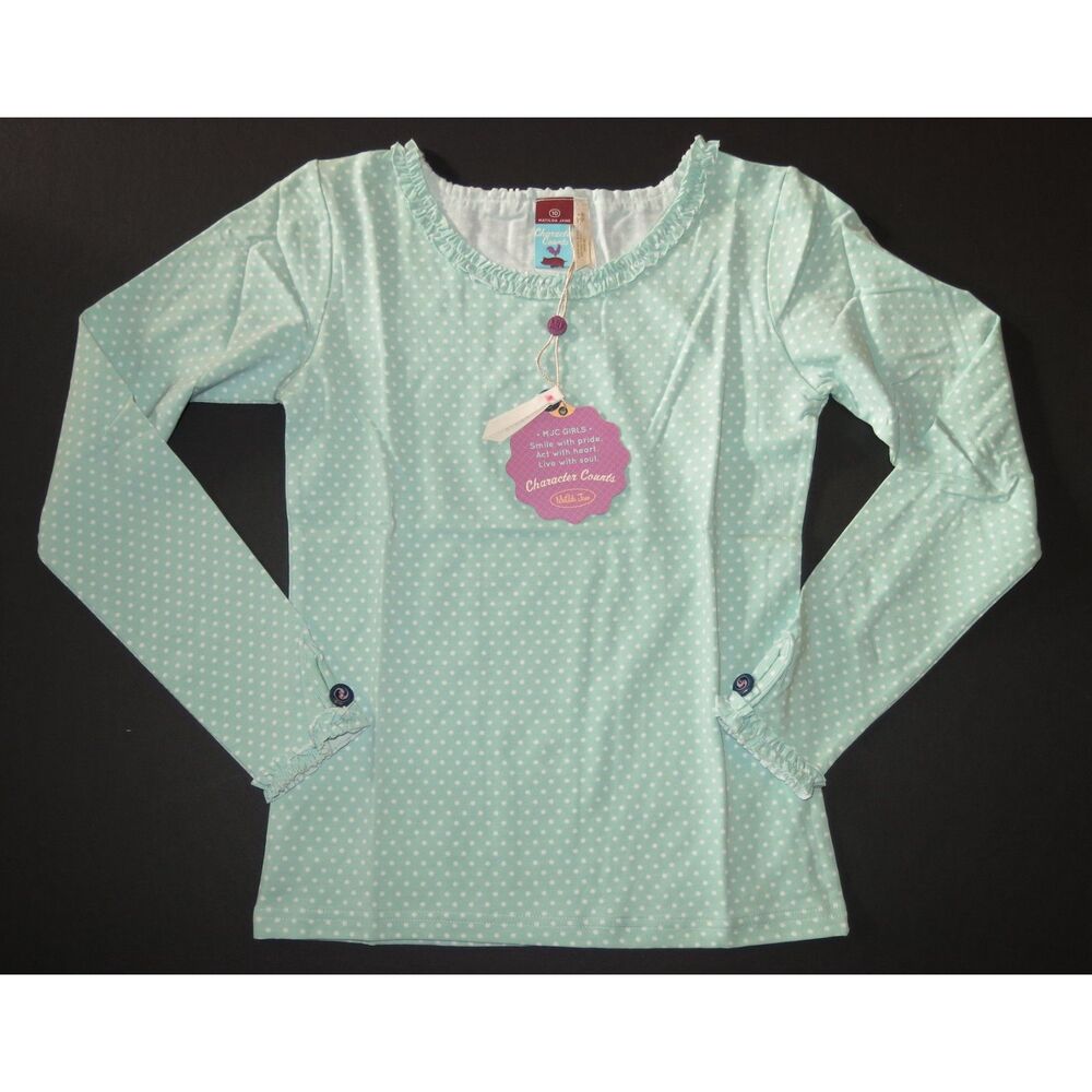 NEW Matilda Jane girls aqua blue dot shirt Character Counts Emmalina top tee 4